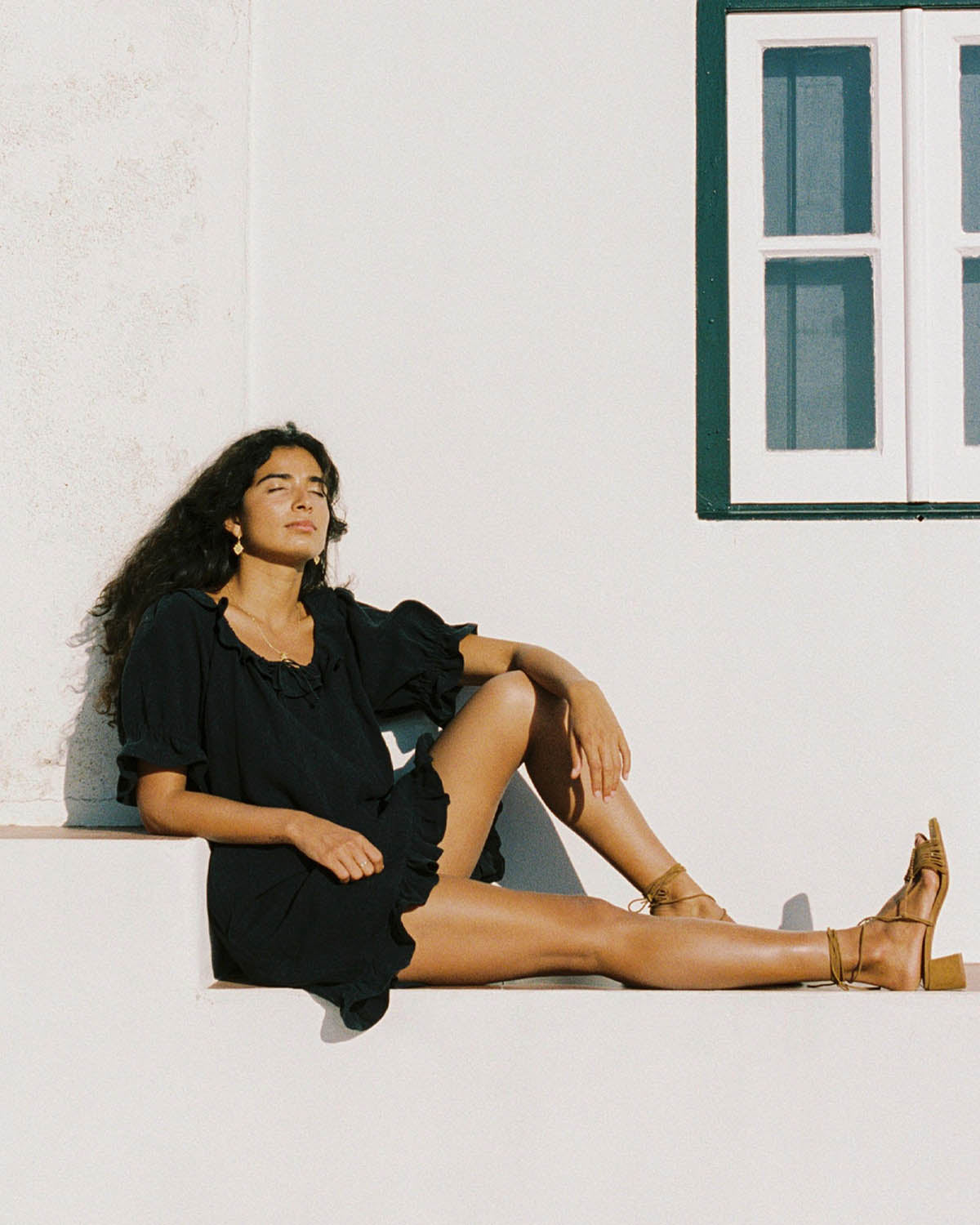 black linen short dress