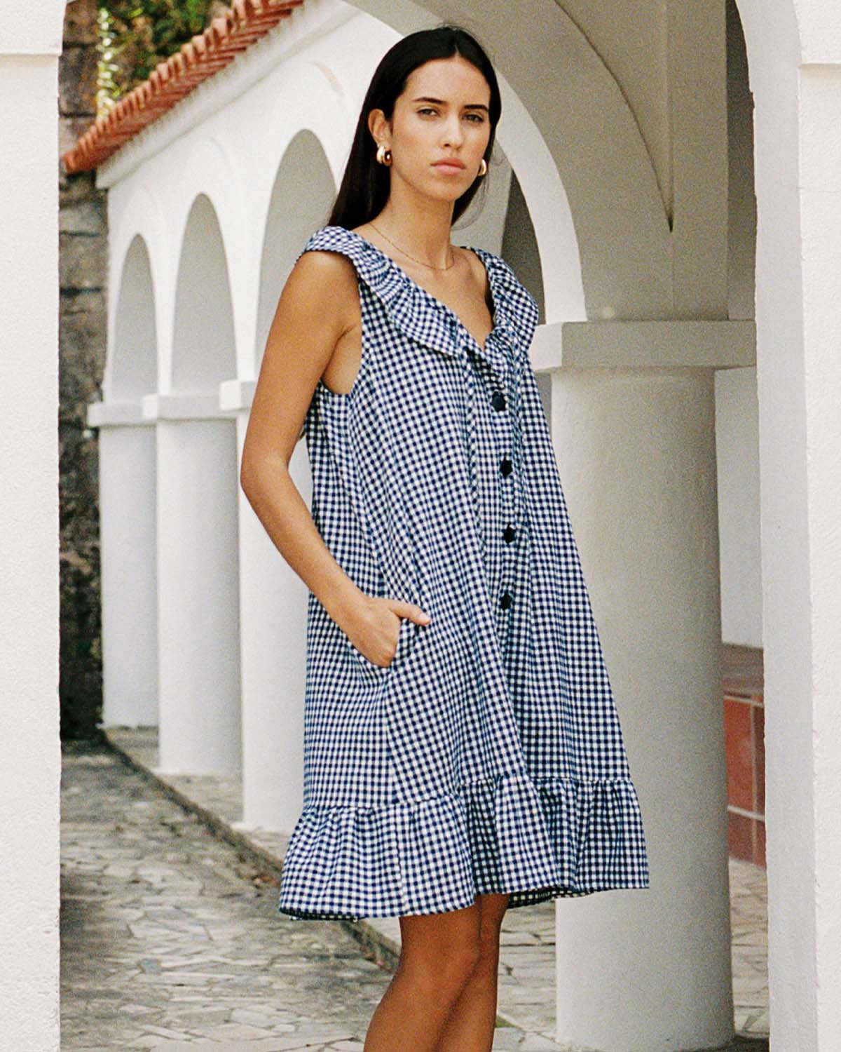 Last Chance | Estelle Dress | Navy Gingham | 2X/3X