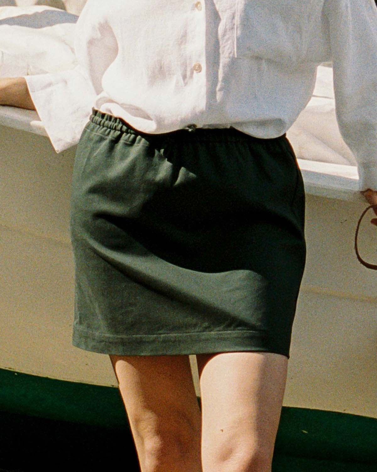 olive green mini skirt with waist tie