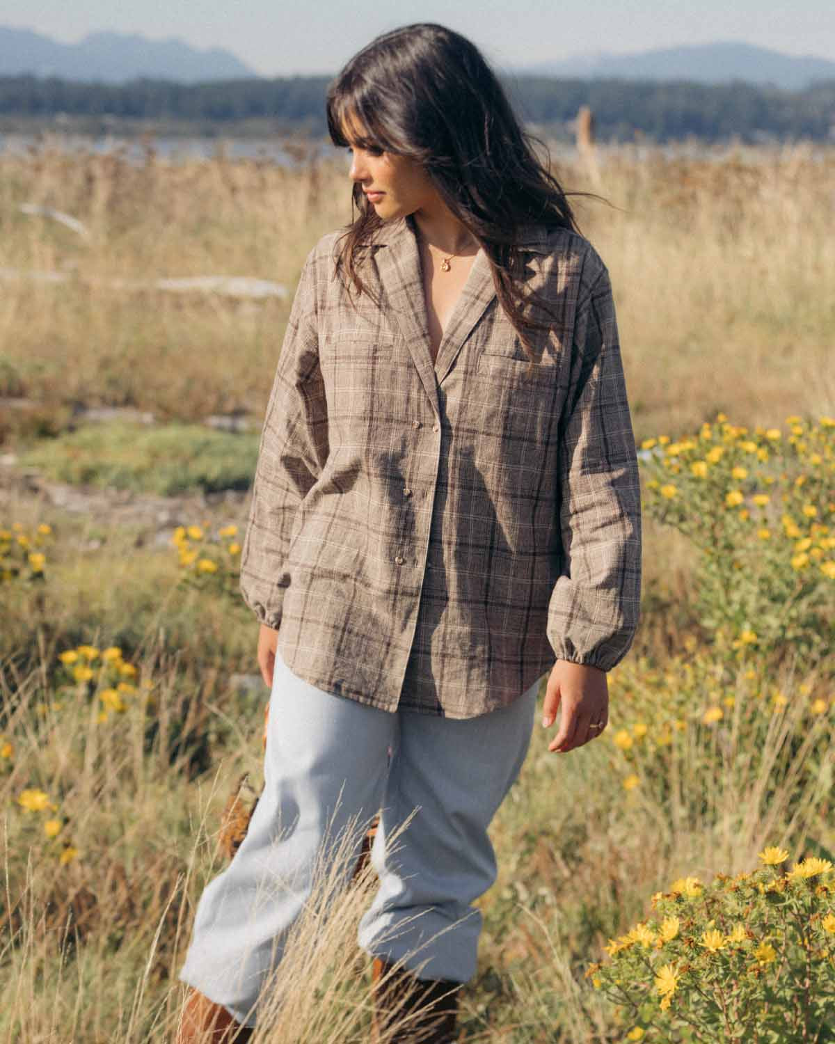 House Blouse | Brown Plaid