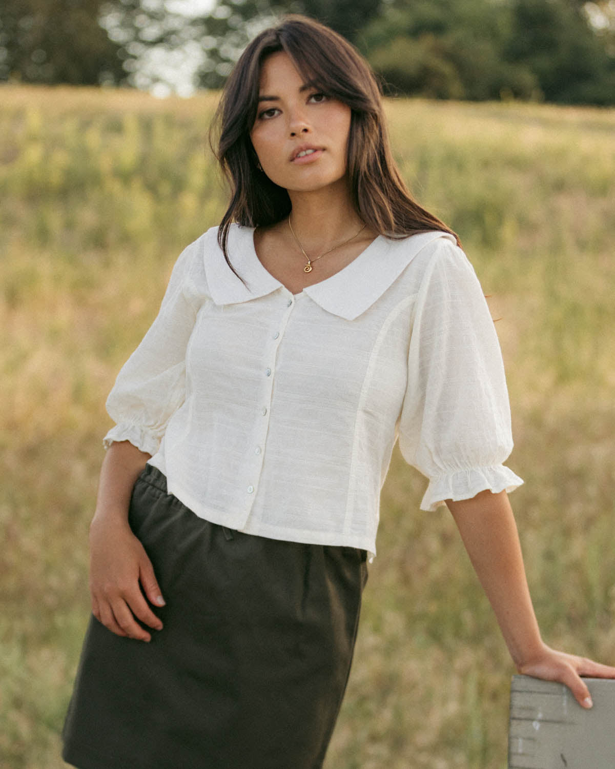 Ines Blouse | Natural Embroidery