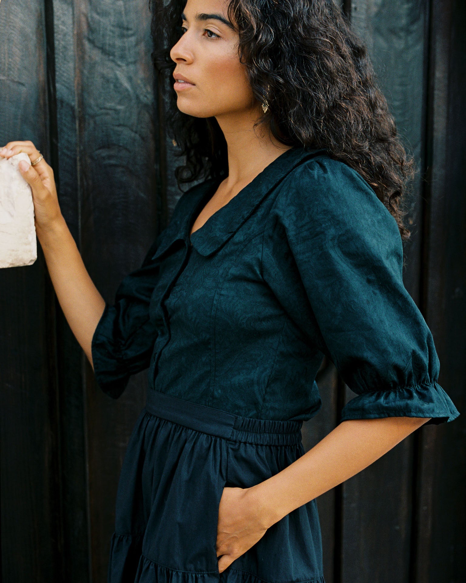 Ines Blouse | Noir Jacquard