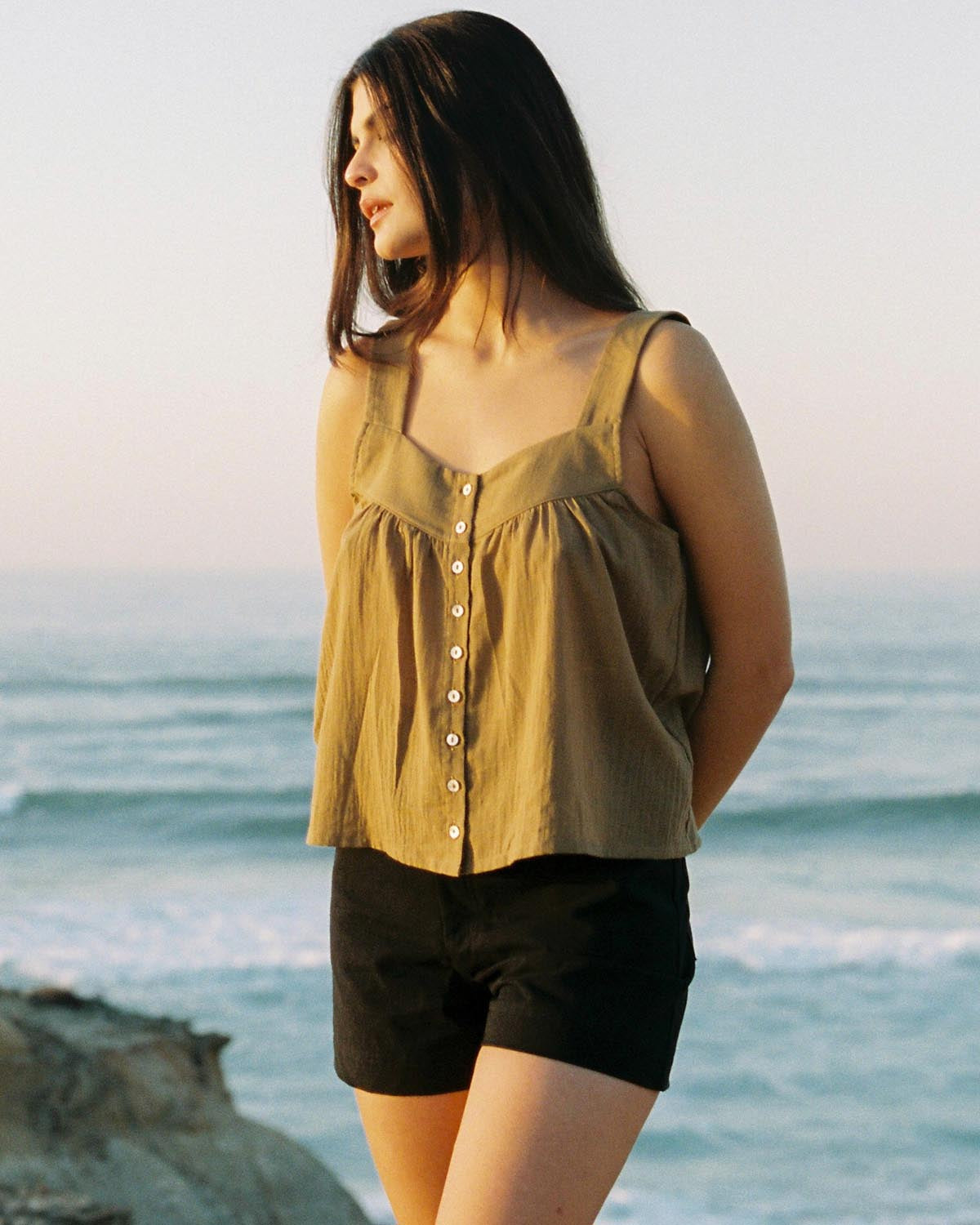 black shorts made from organic cotton