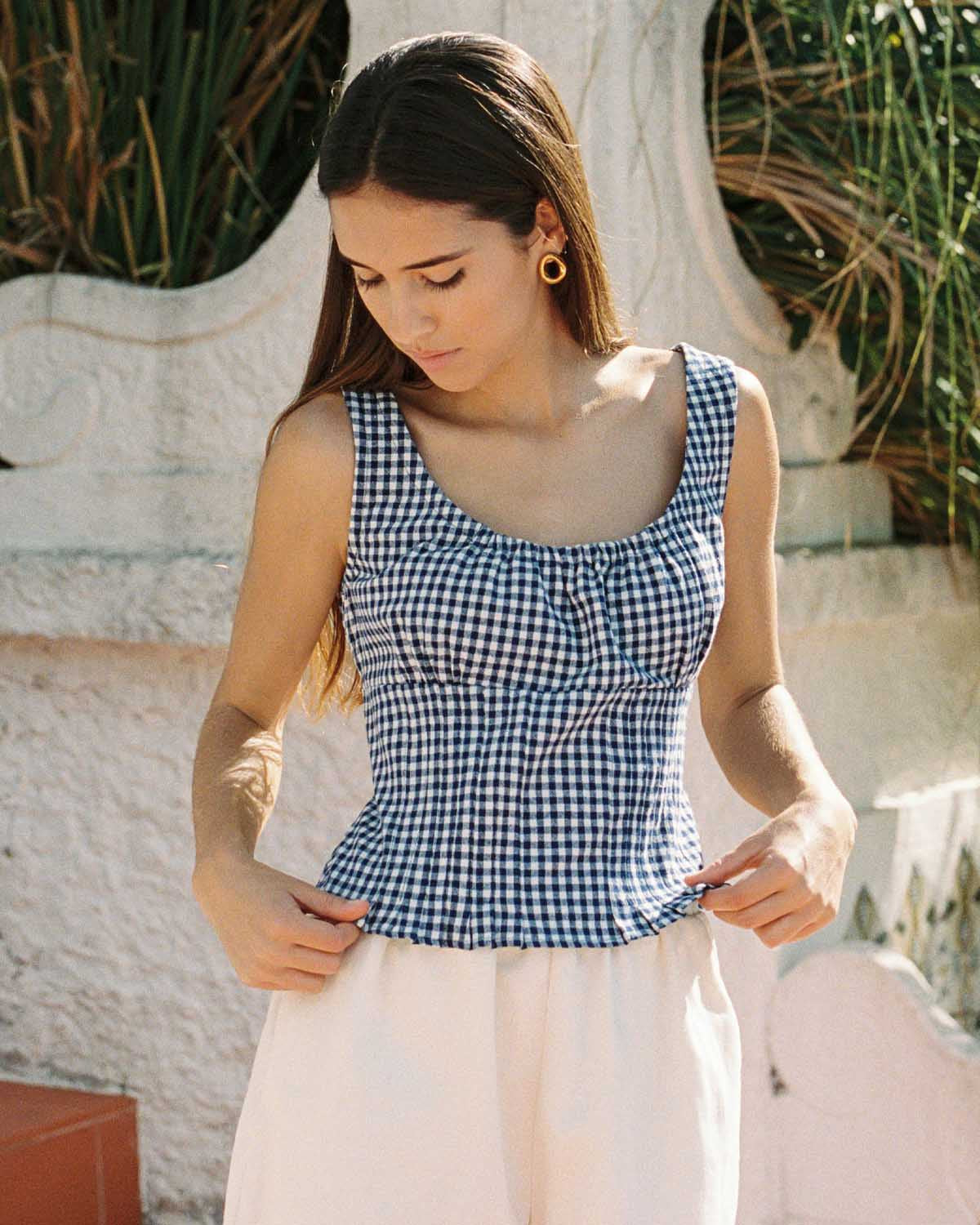 Rêverie Blouse | Navy Gingham