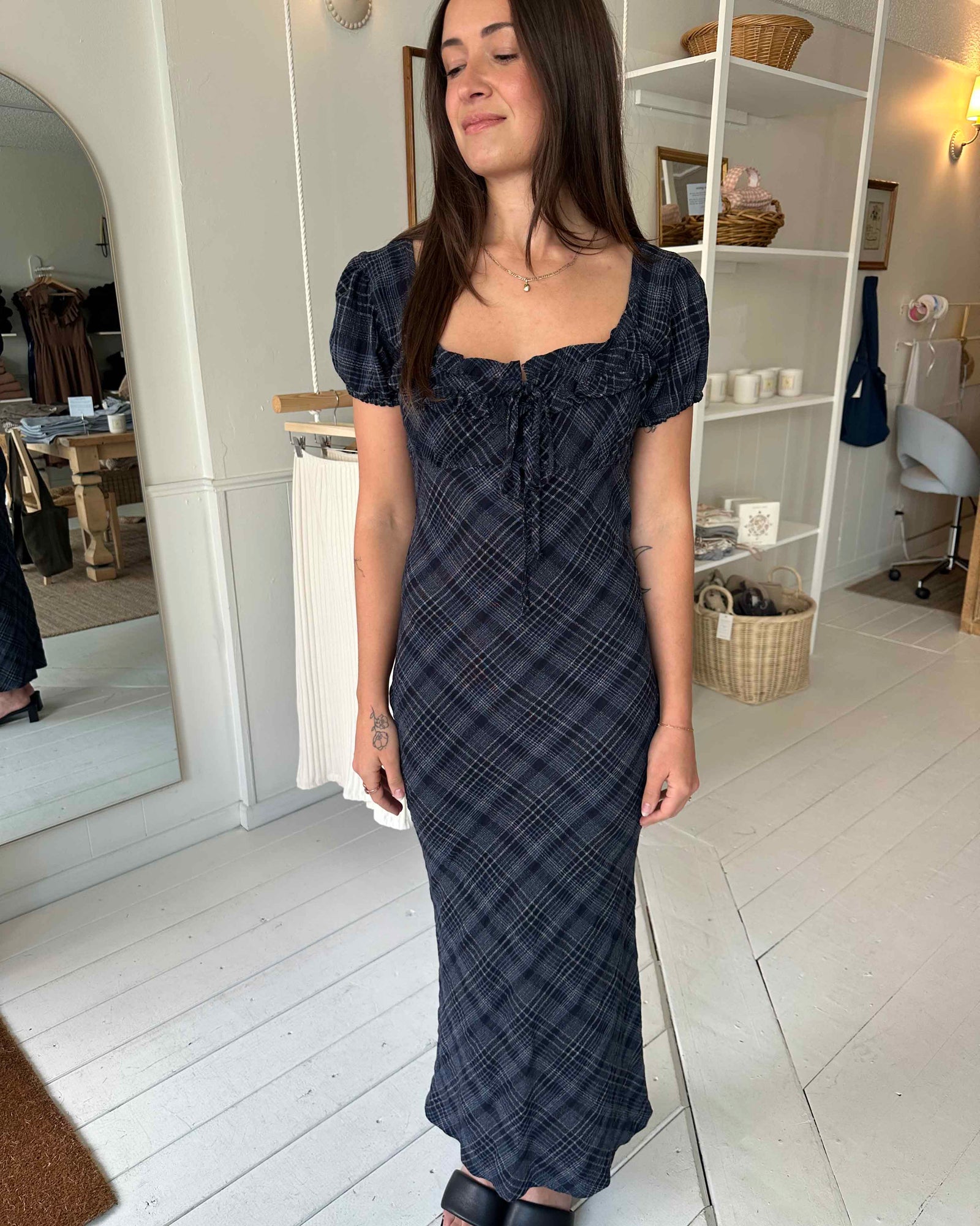 Romee Bias Dress | Nocturne Plaid