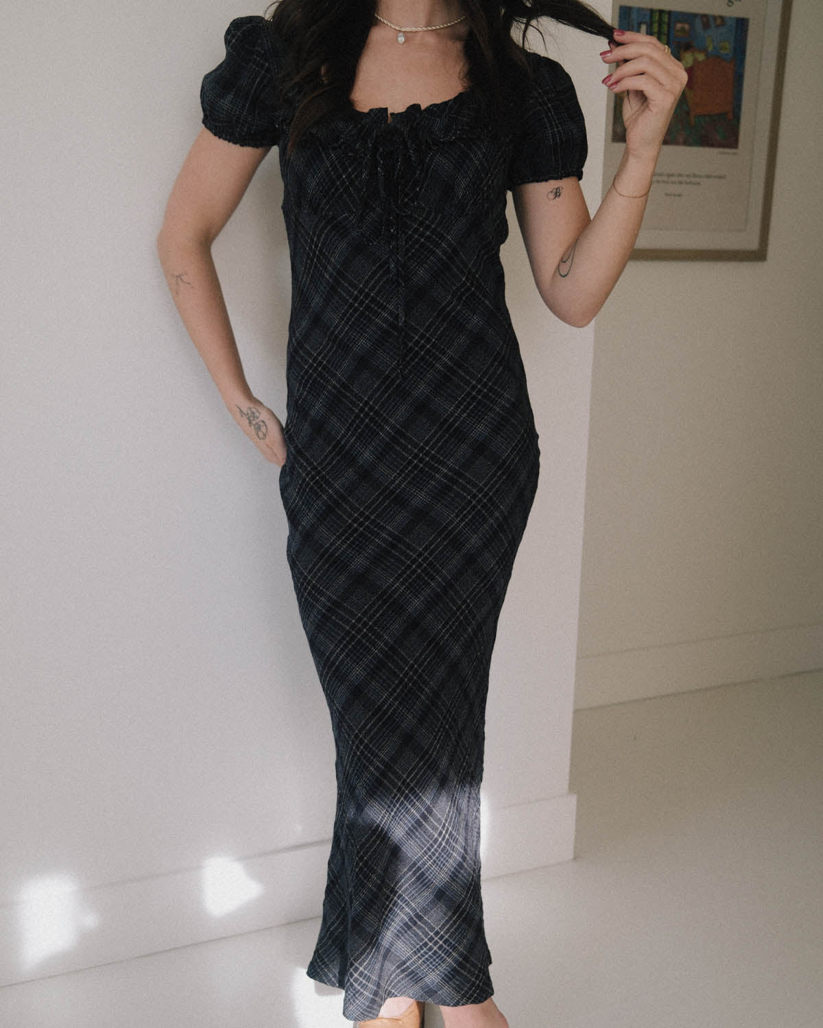 Romee Bias Dress | Nocturne Plaid