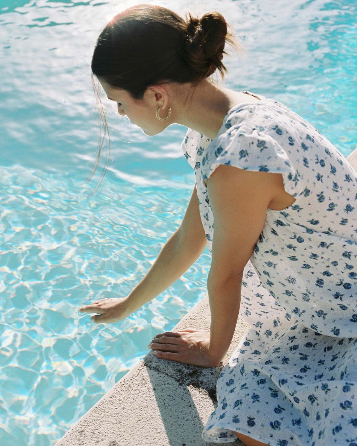 cotton floral sun dress with cap sleeves