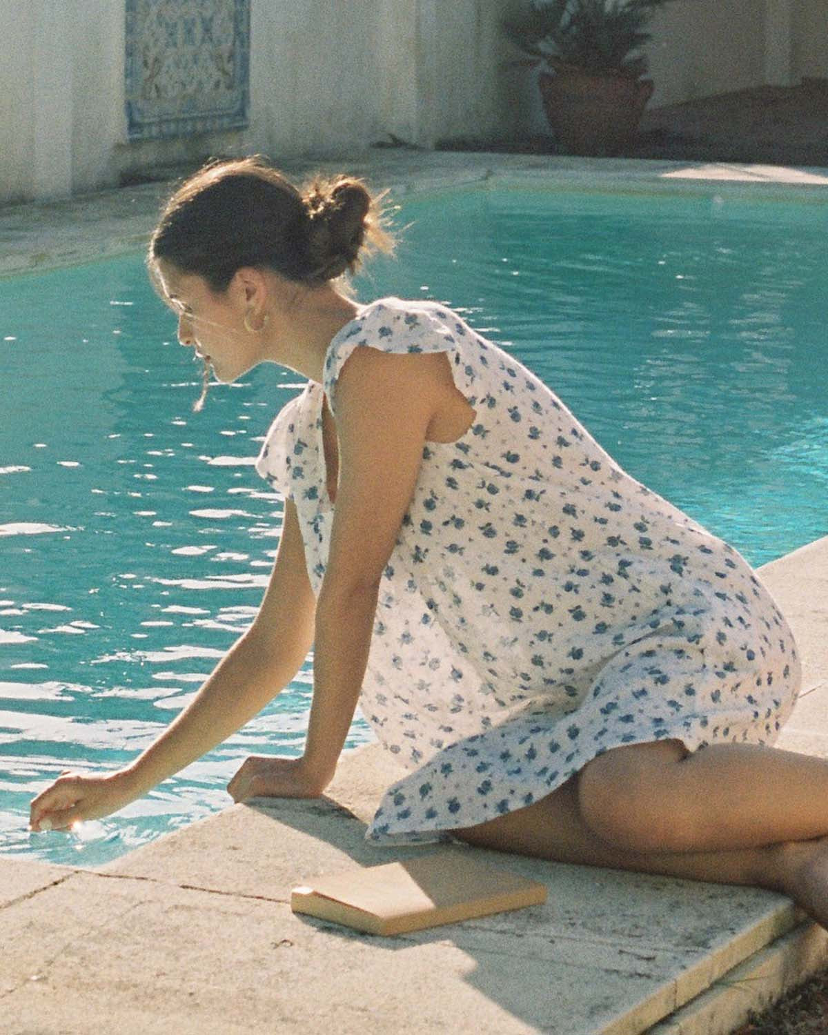 cotton floral sun dress with cap sleeves