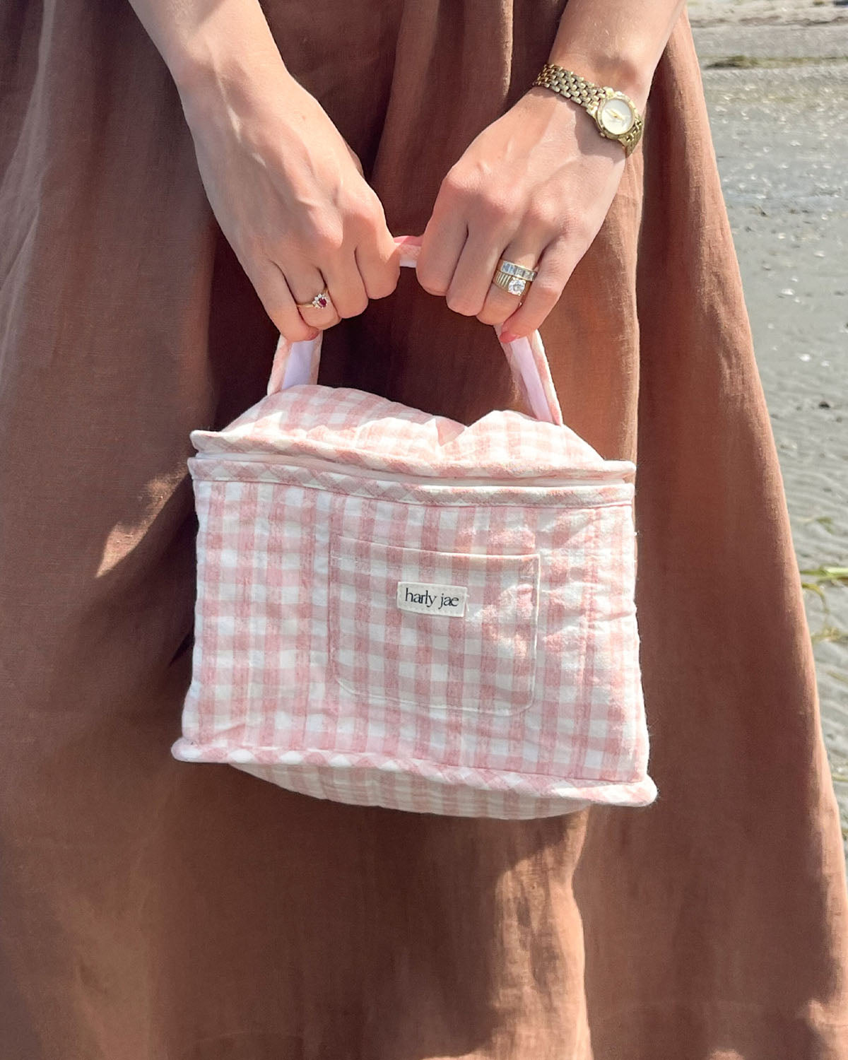 Vanity Bag | Pink/Ivory Plaid