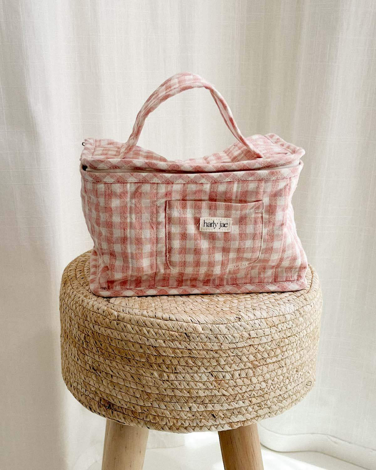 Vanity Bag | Pink/Ivory Plaid
