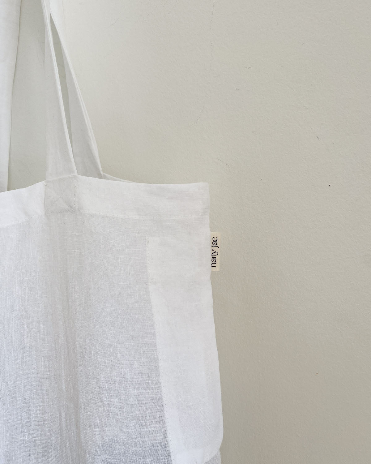 white linen tote bag