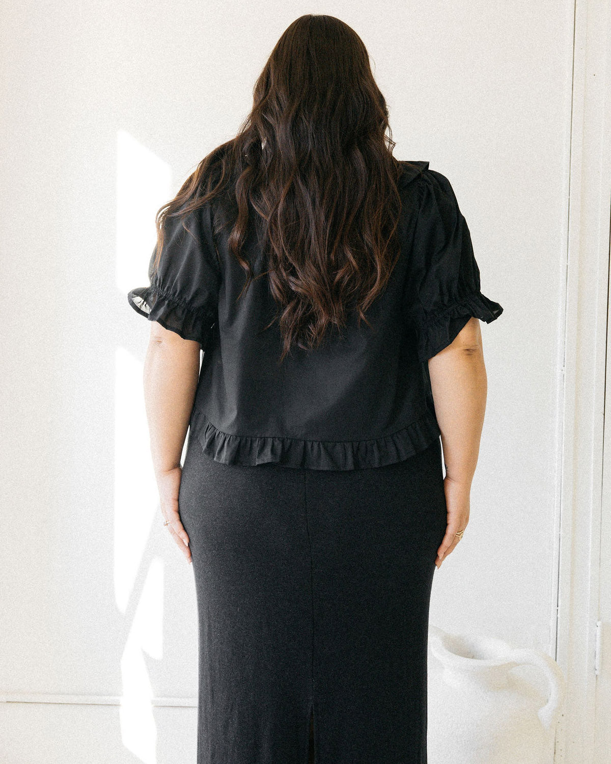 delicate, short-sleeve girly blouse with frills