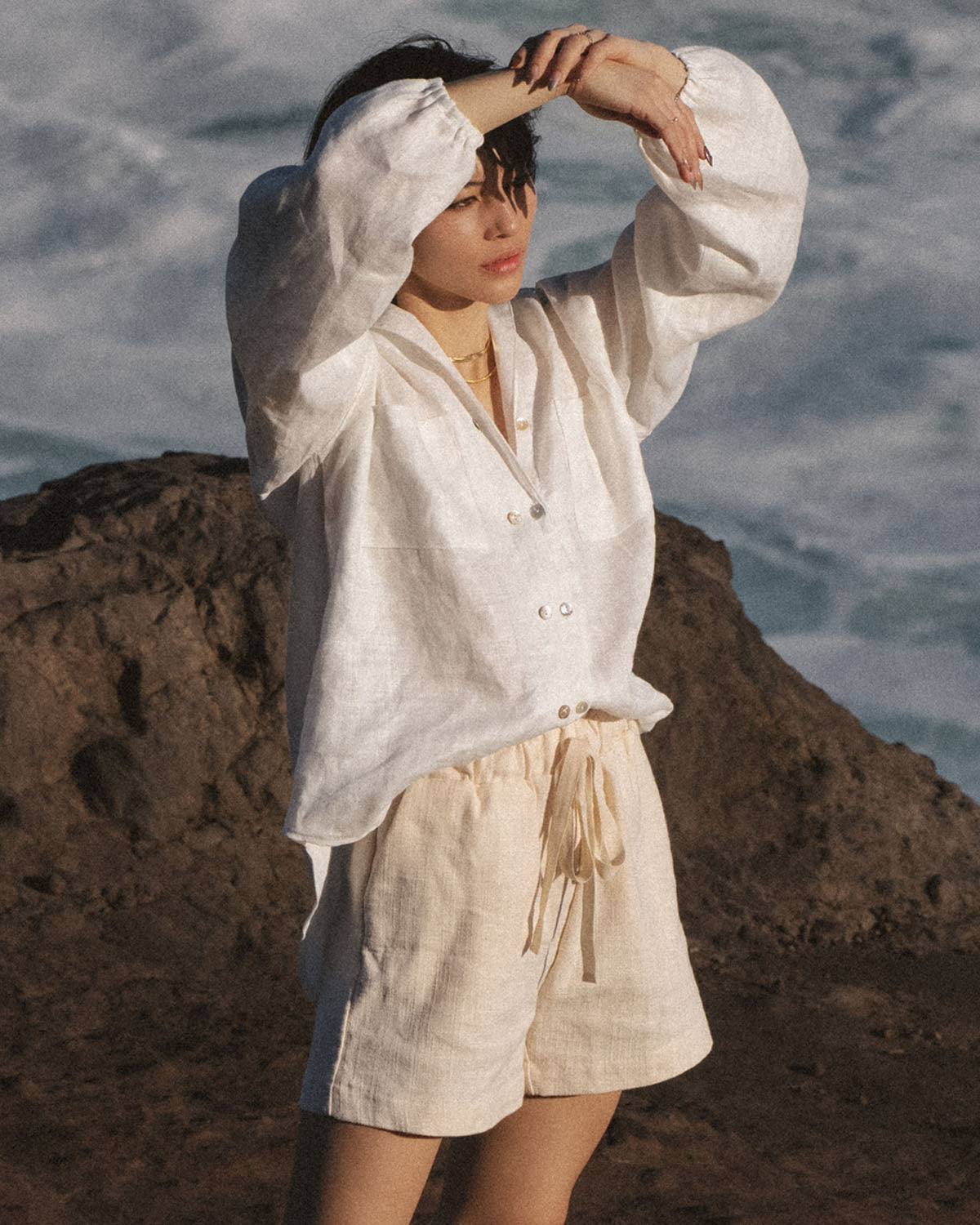 drawstring shorts with pockets, made from 100% hemp