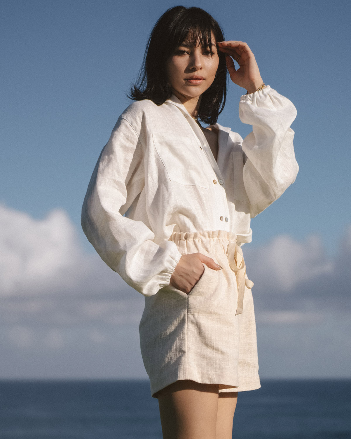 drawstring shorts with pockets, made from 100% hemp