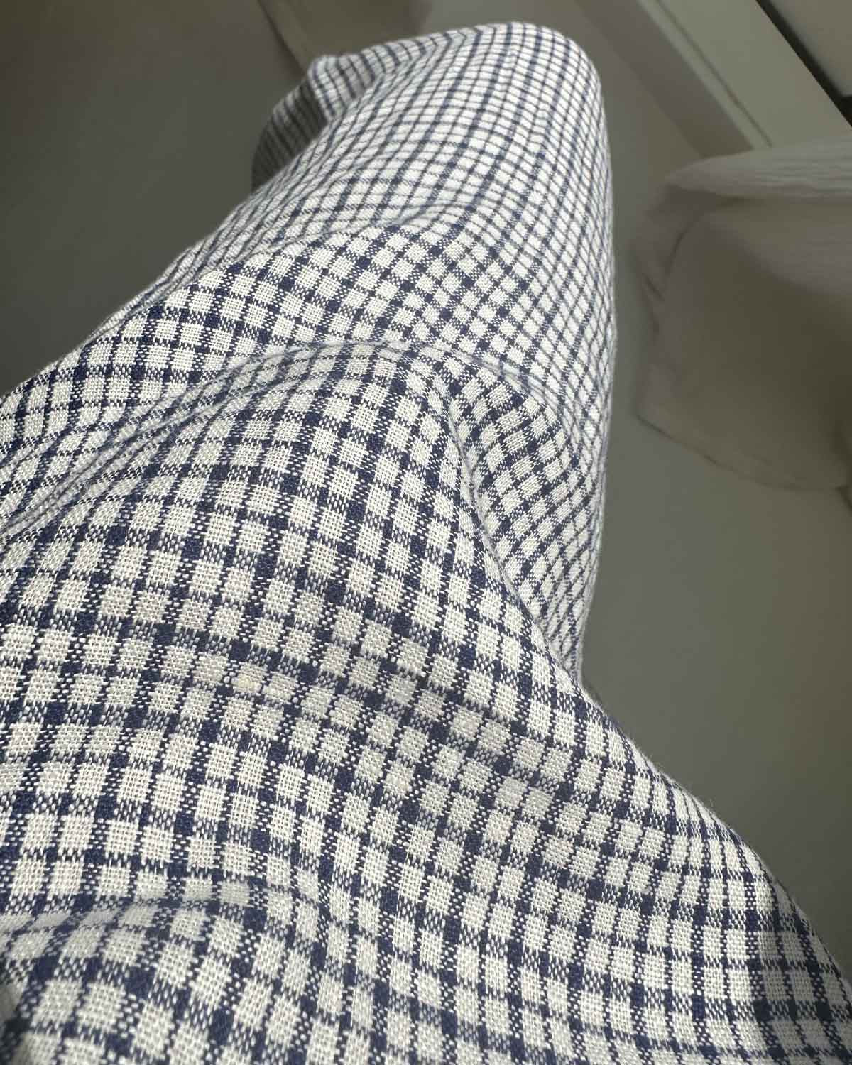 high-waisted elastic waist pants in gingham