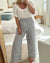 high-waisted elastic waist pants in gingham