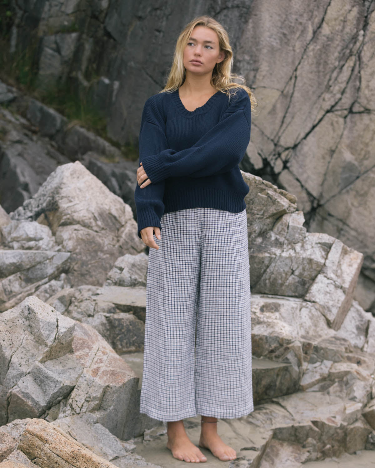 Aura Pants | Navy Gingham