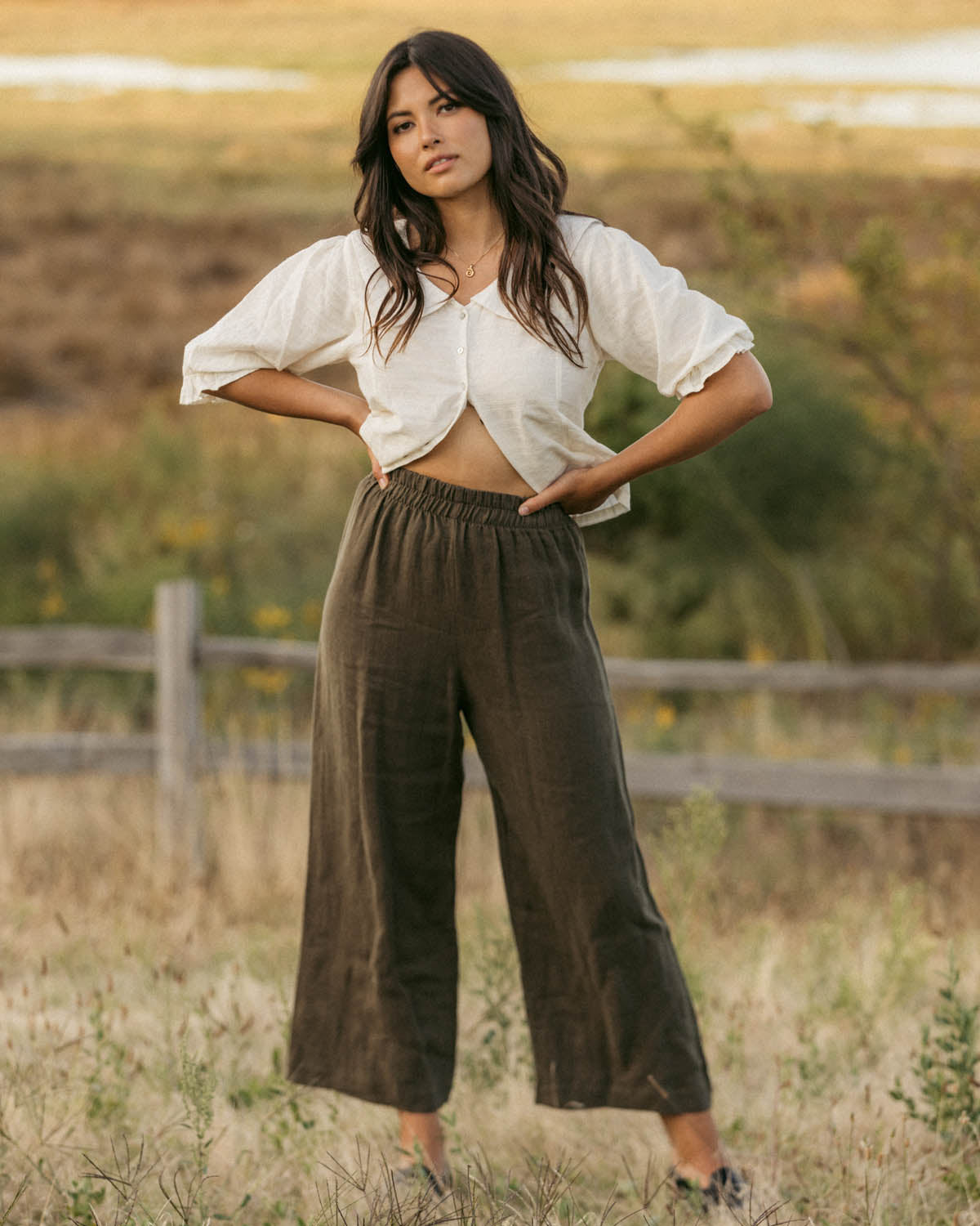 パンツ ATELIER AURA ARI ORGANIC LINEN TROUSERS Aura Pants | Olive – harly jae