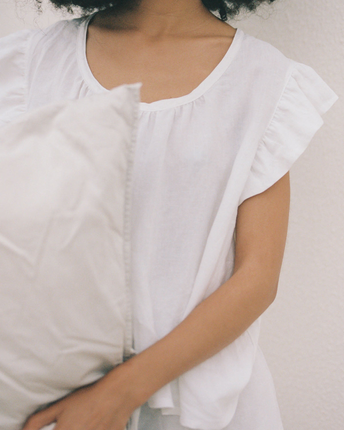 linen sleepwear top in white