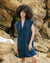 marine blue beach cover-up made from organic cotton and terry towel