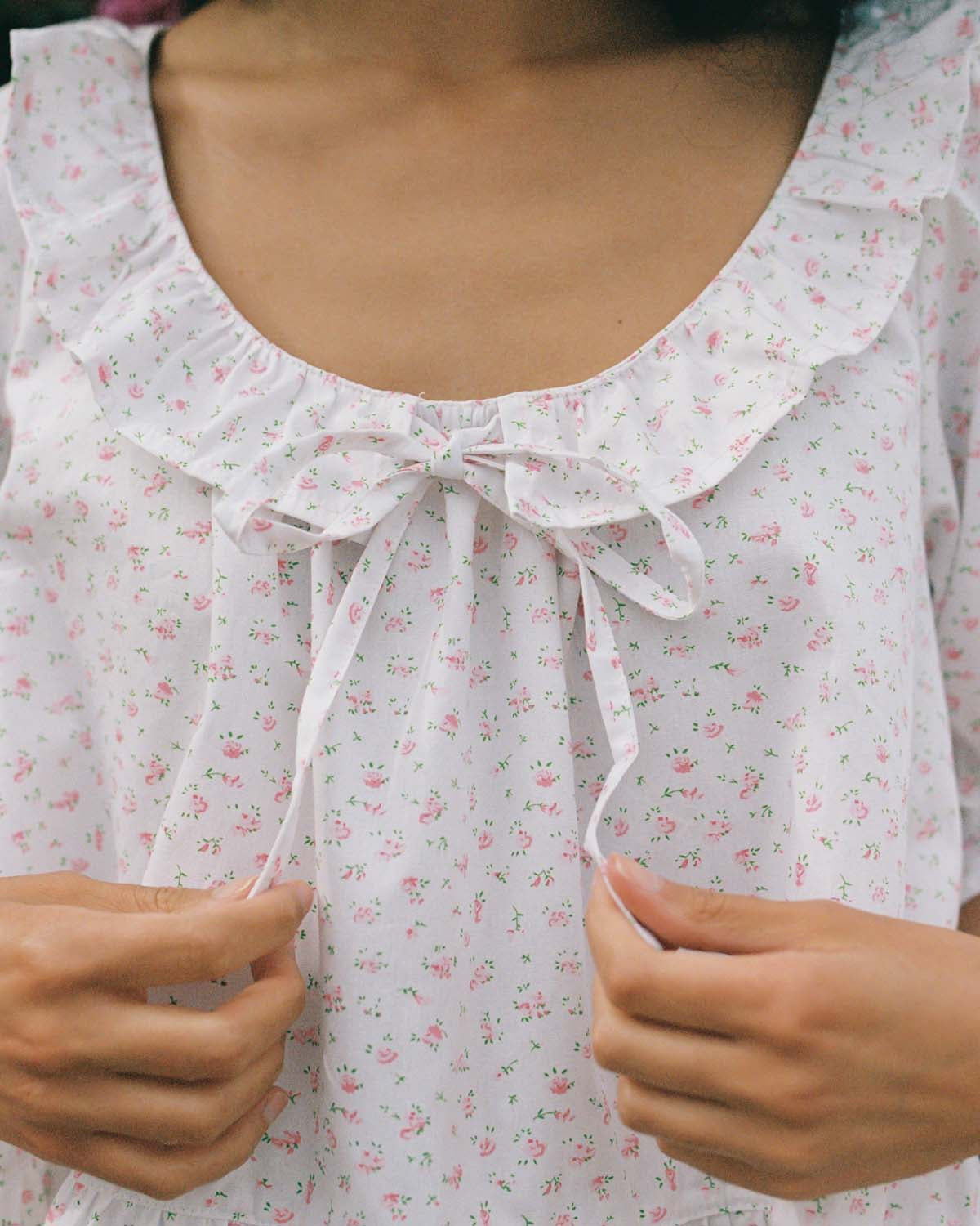 rose floral cotton blouse