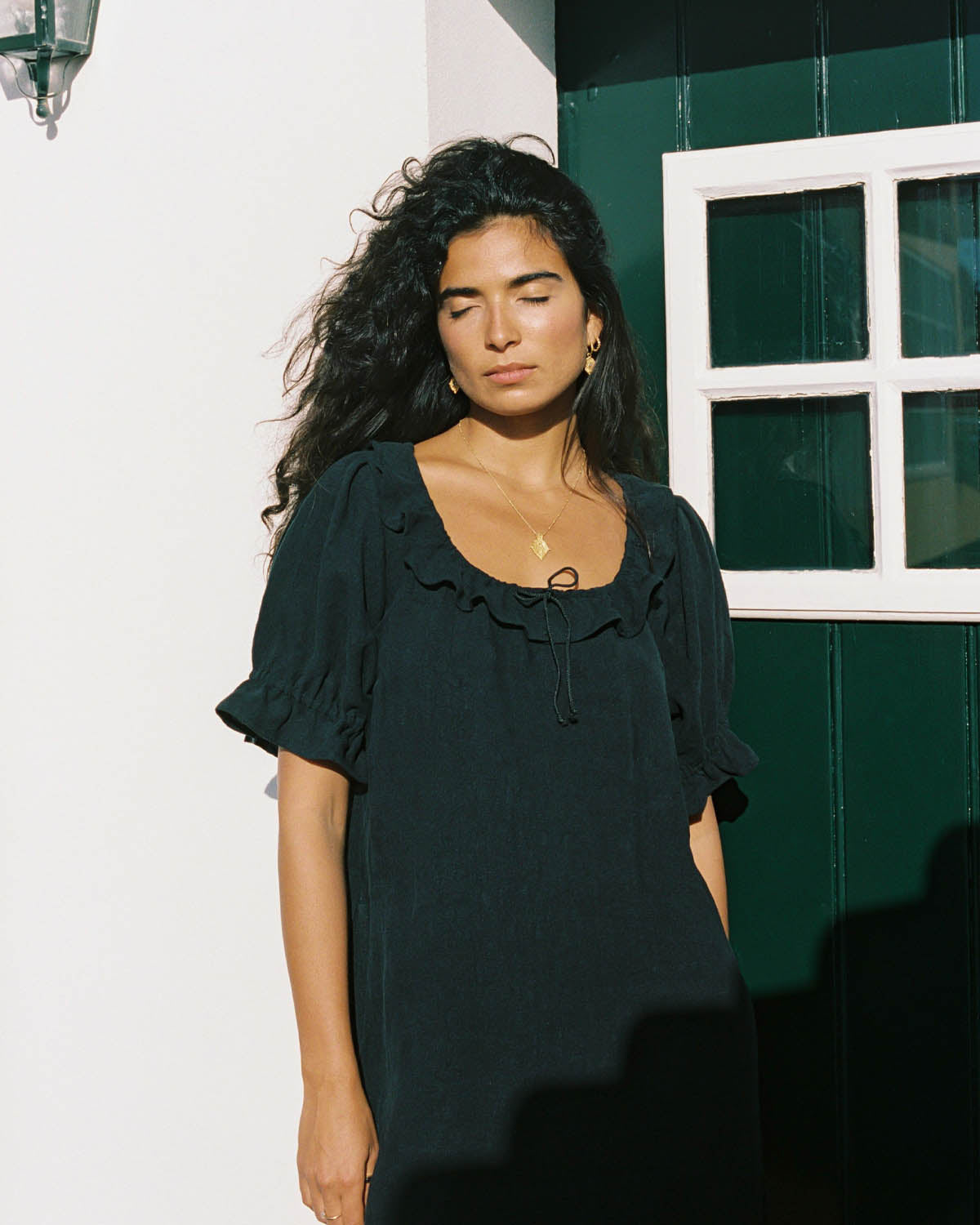 black linen short dress