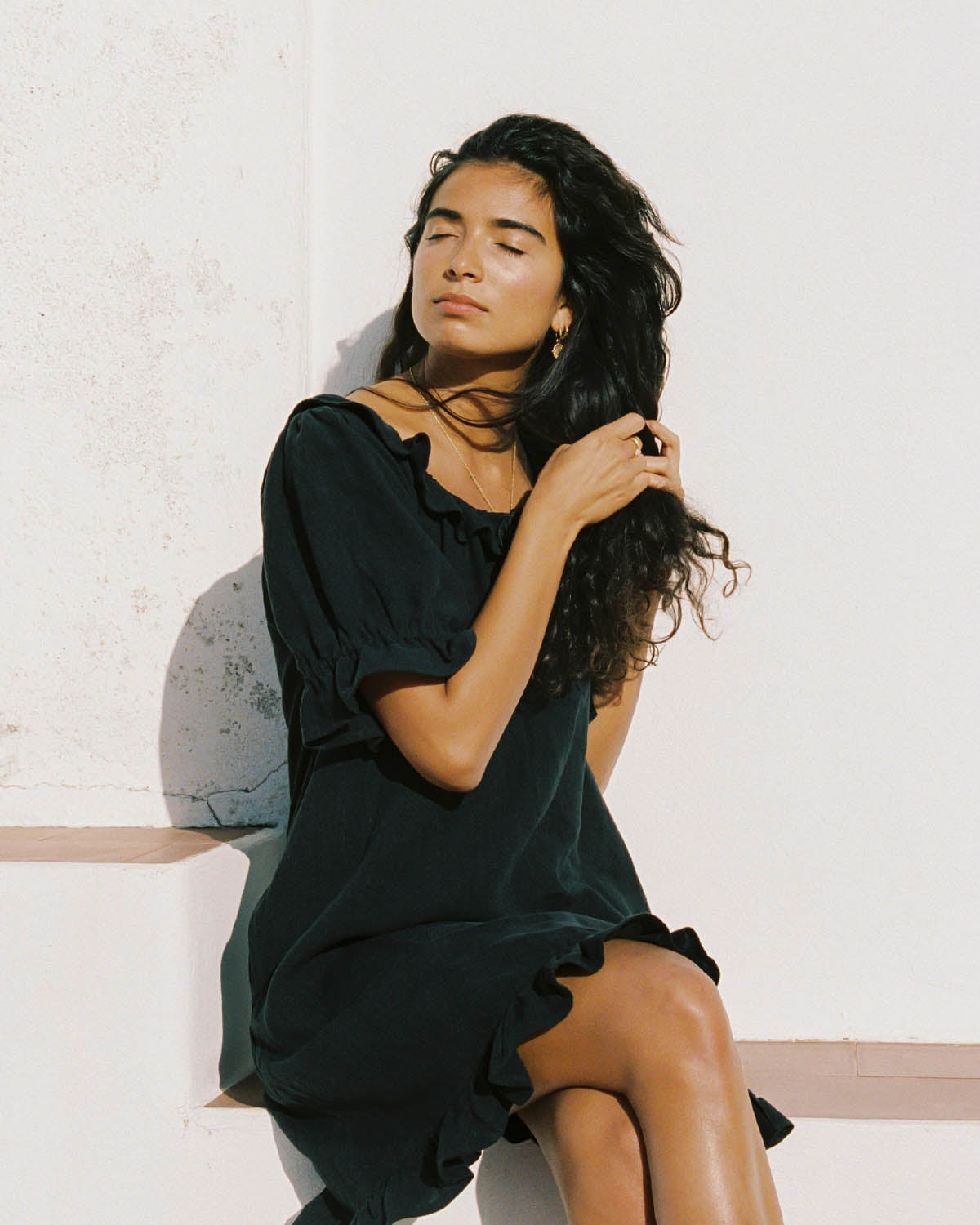 black linen short dress