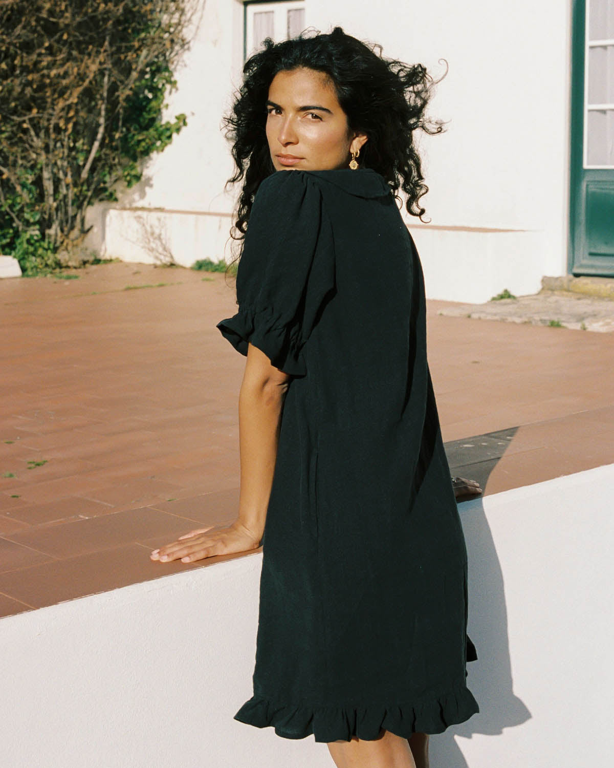 black linen short dress
