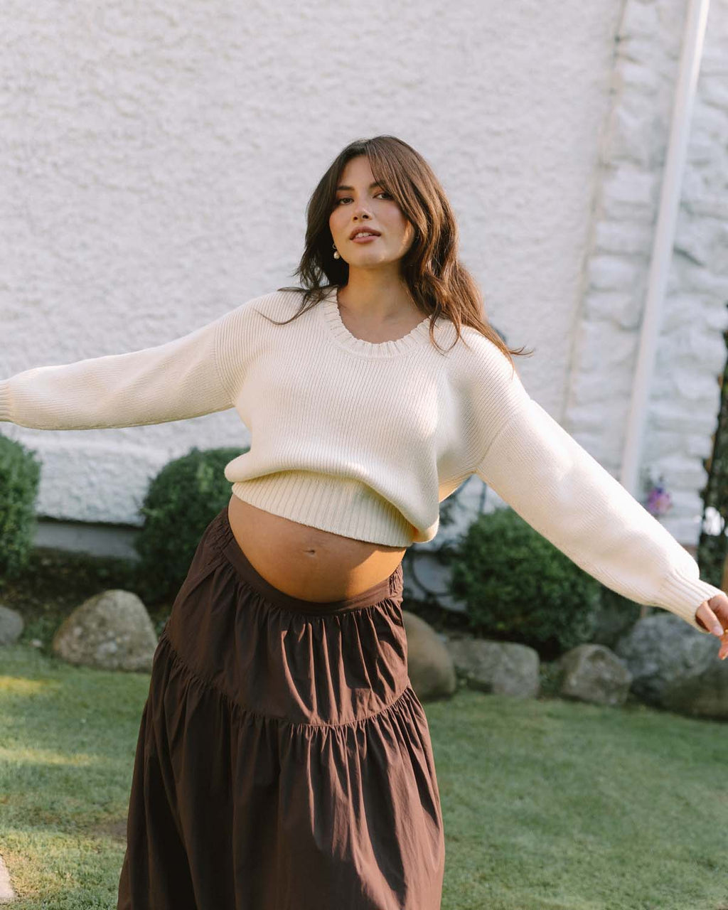 cream knit sweater made from 100% cotton