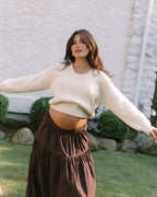 cream knit sweater made from 100% cotton