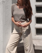stripe tee with longer sleeves and ballerina scoopneck