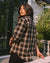 brown plaid linen/cotton button-up blouse 