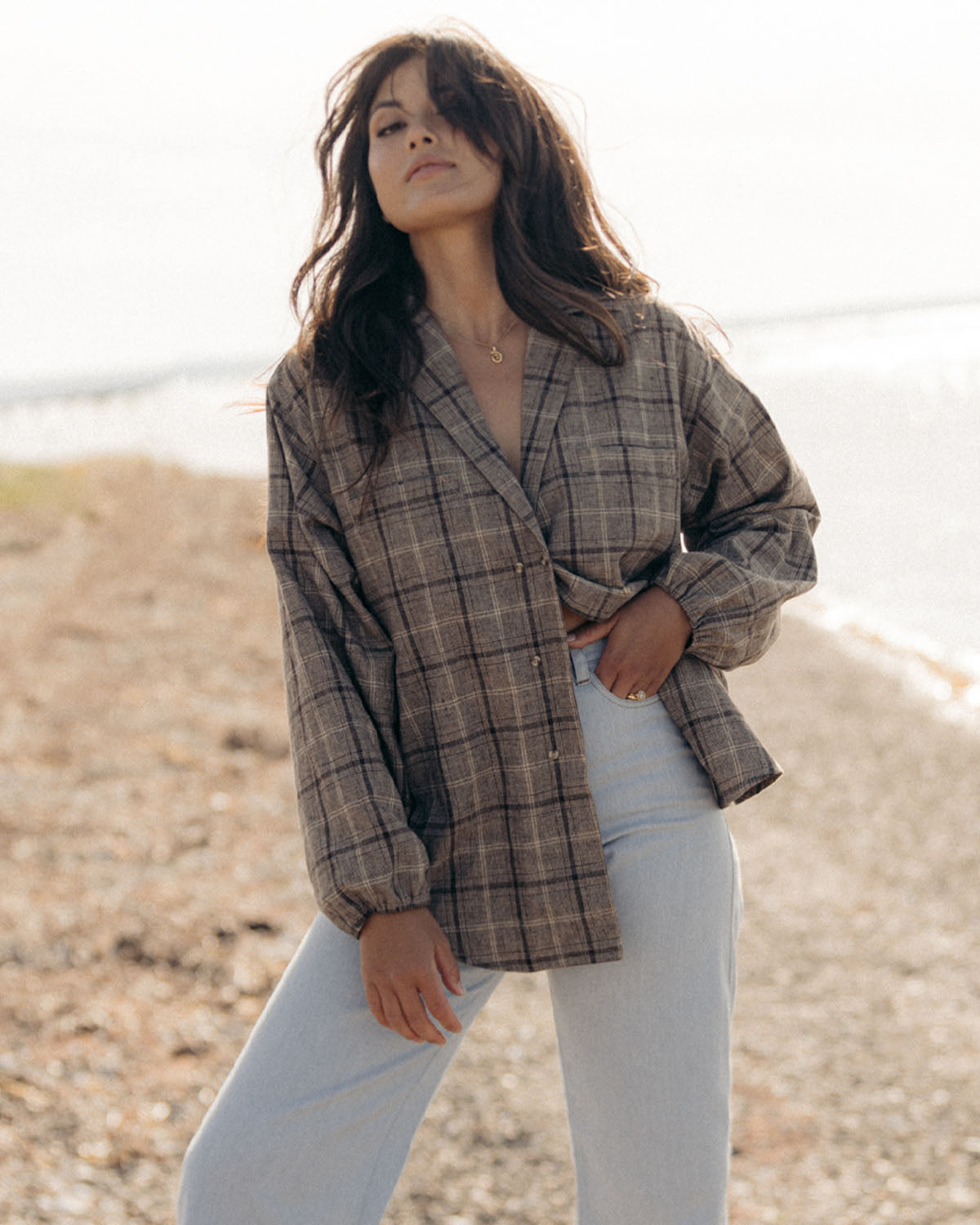 House Blouse | Brown Plaid