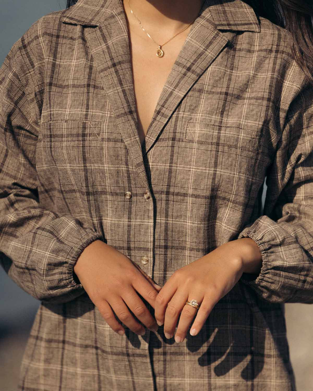 House Blouse | Brown Plaid