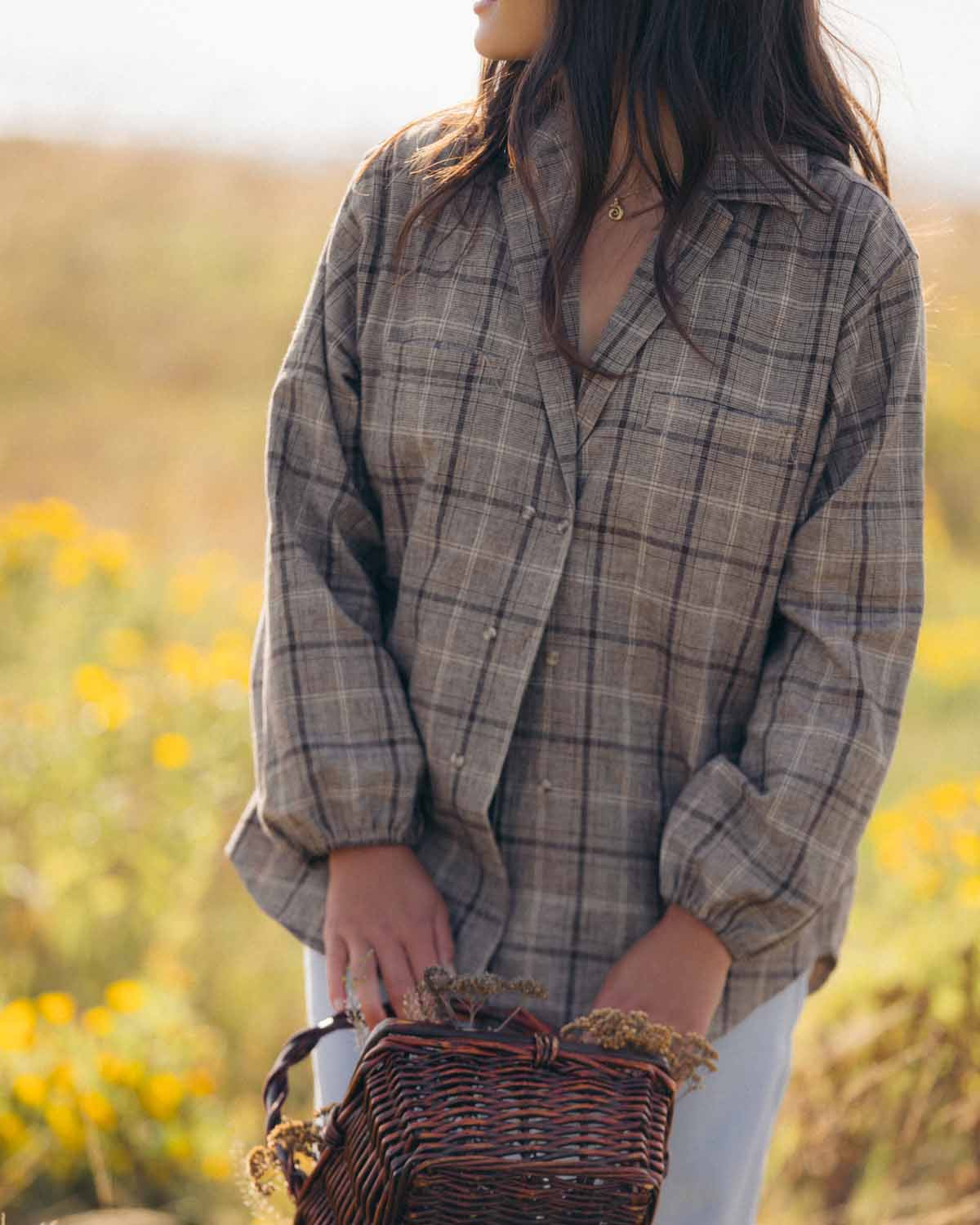 House Blouse | Brown Plaid