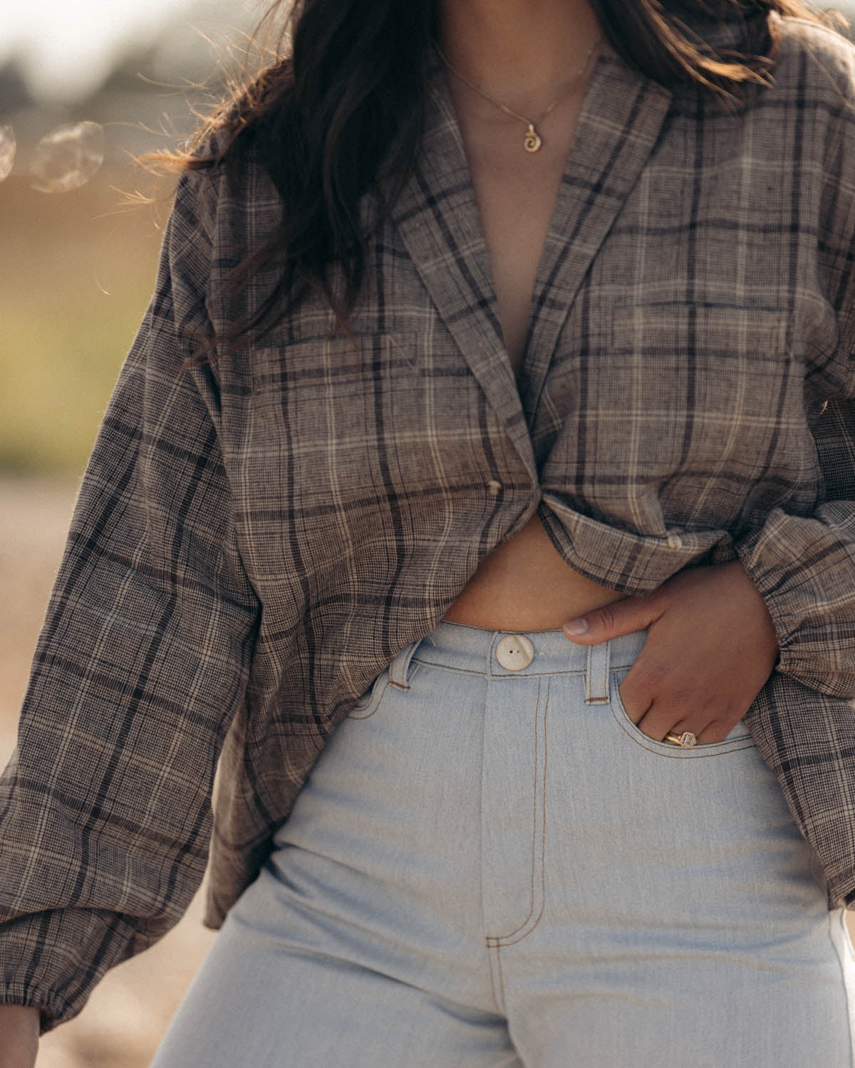 House Blouse | Brown Plaid