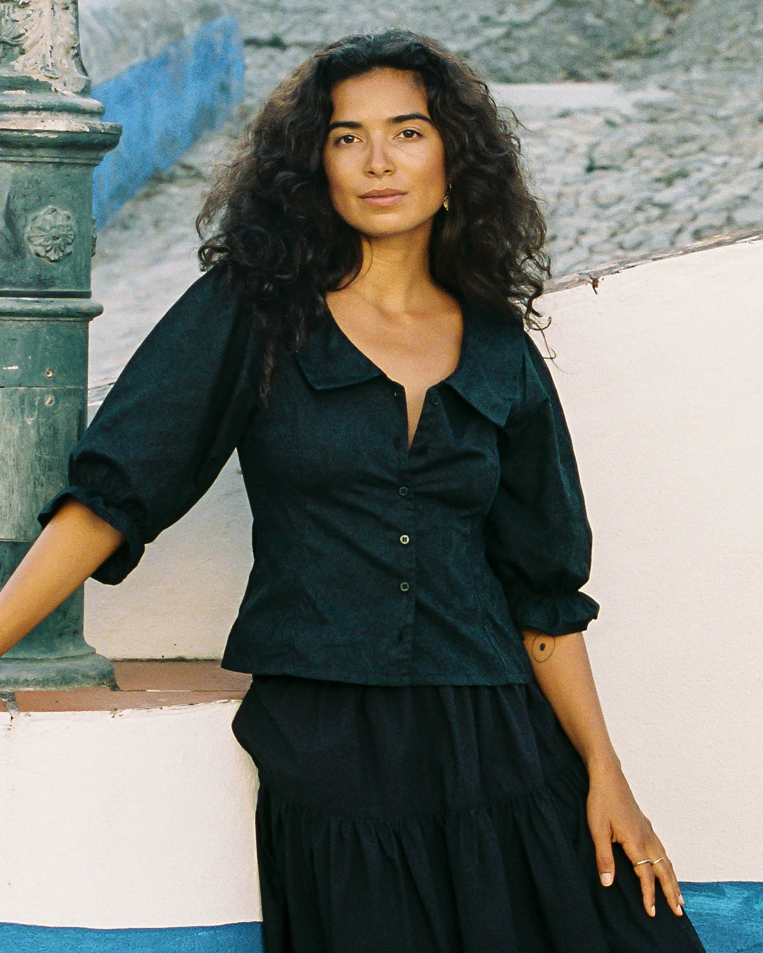 Ines Blouse | Noir Jacquard