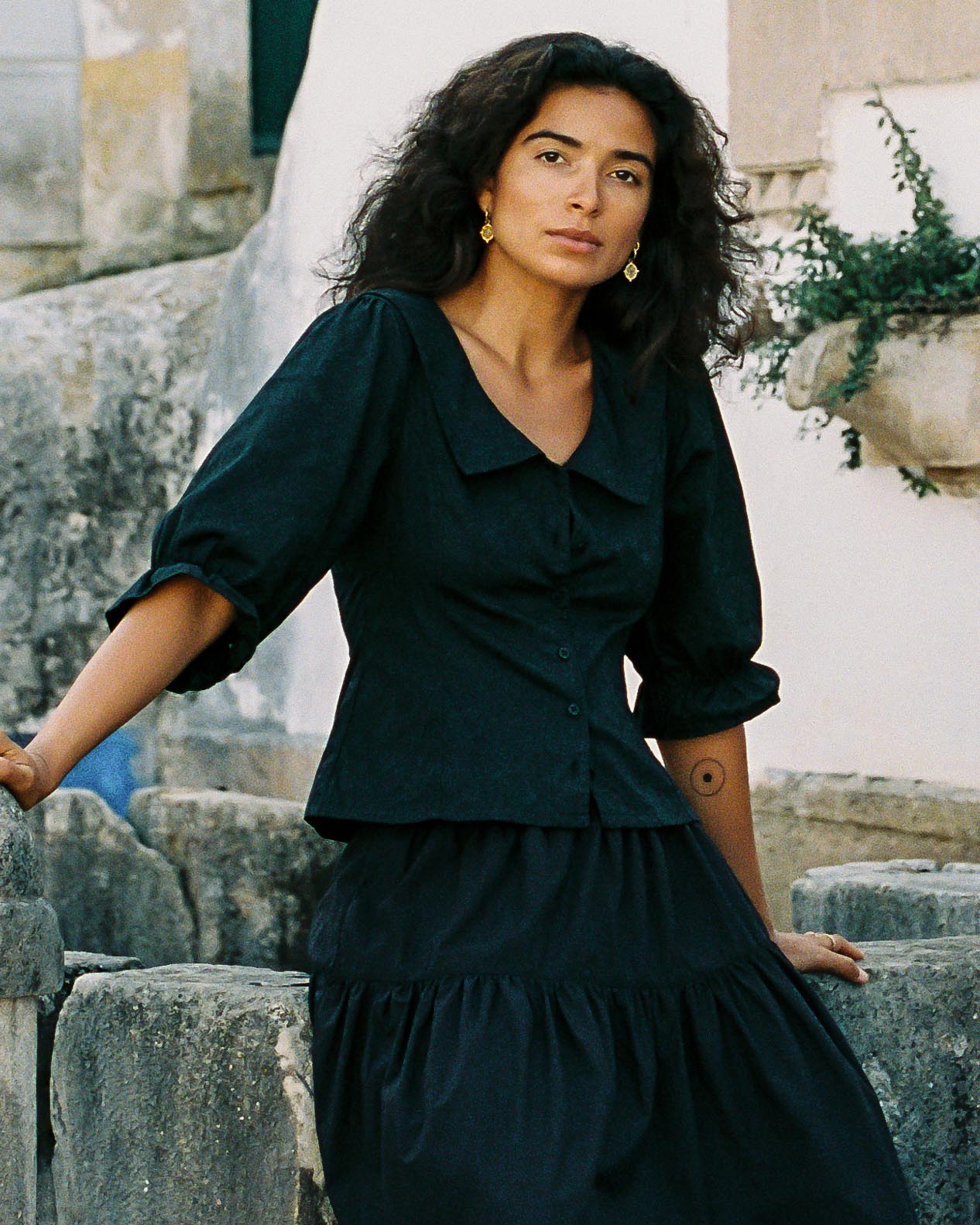 Ines Blouse | Noir Jacquard