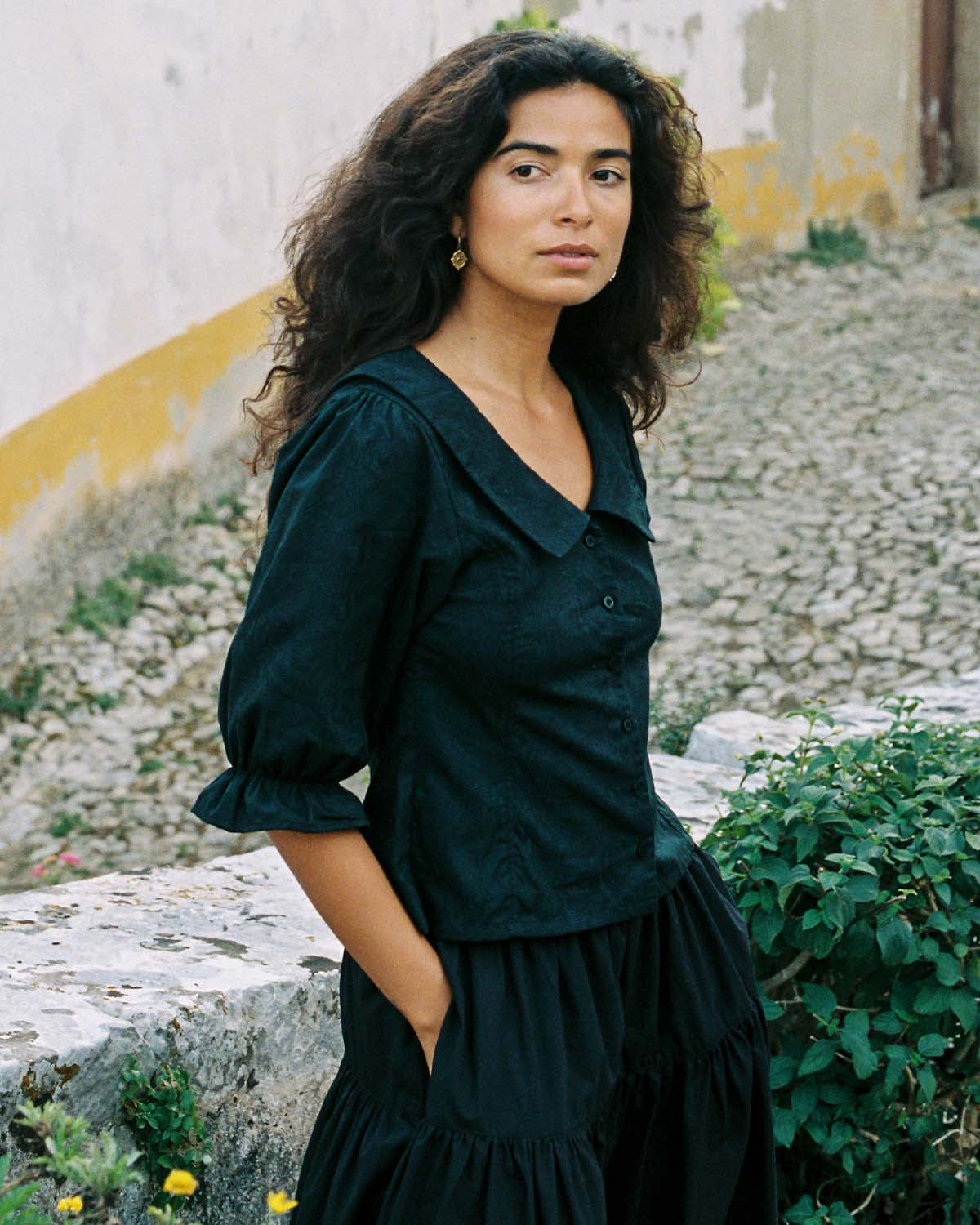 Ines Blouse | Noir Jacquard