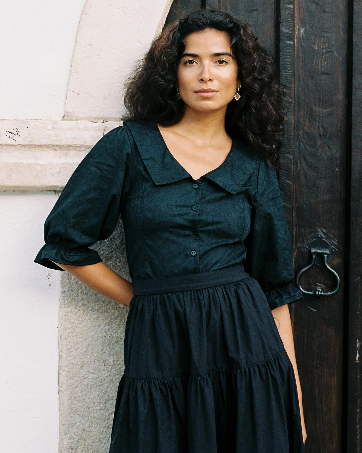 Ines Blouse | Noir Jacquard