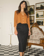 black skirt with zipper front