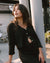 3/4 sleeve blouse with button front in black