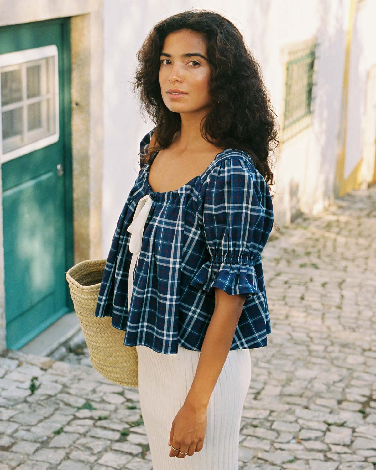 Juliette Blouse | Mariner Plaid