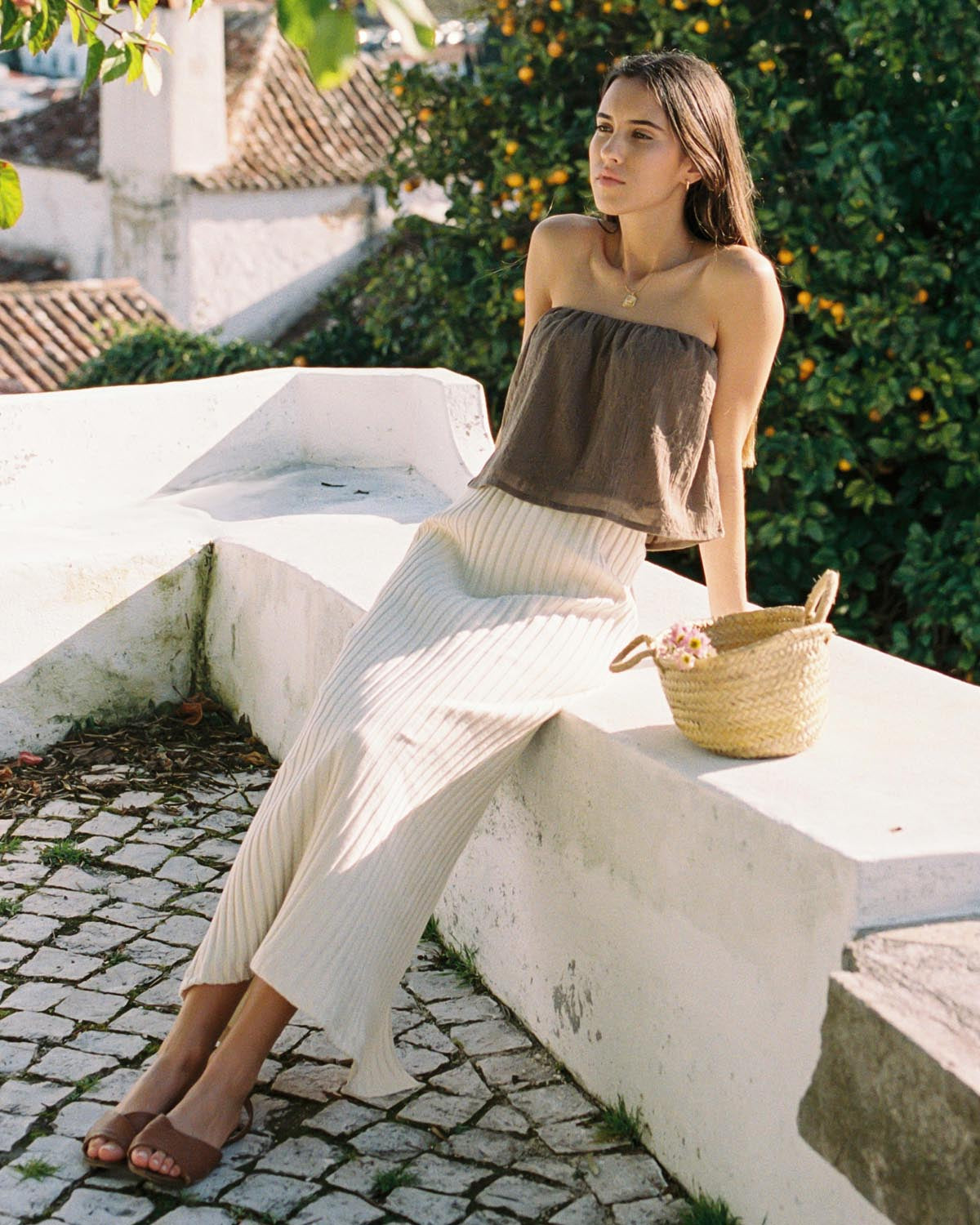 white ribbed skirt