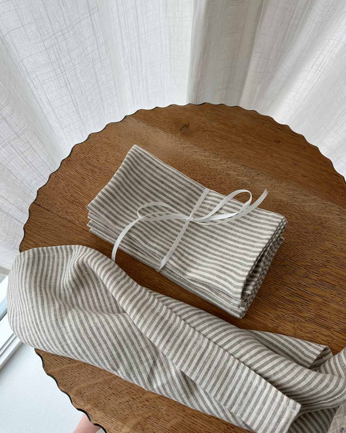 4 Linen Napkins | Stone Stripe