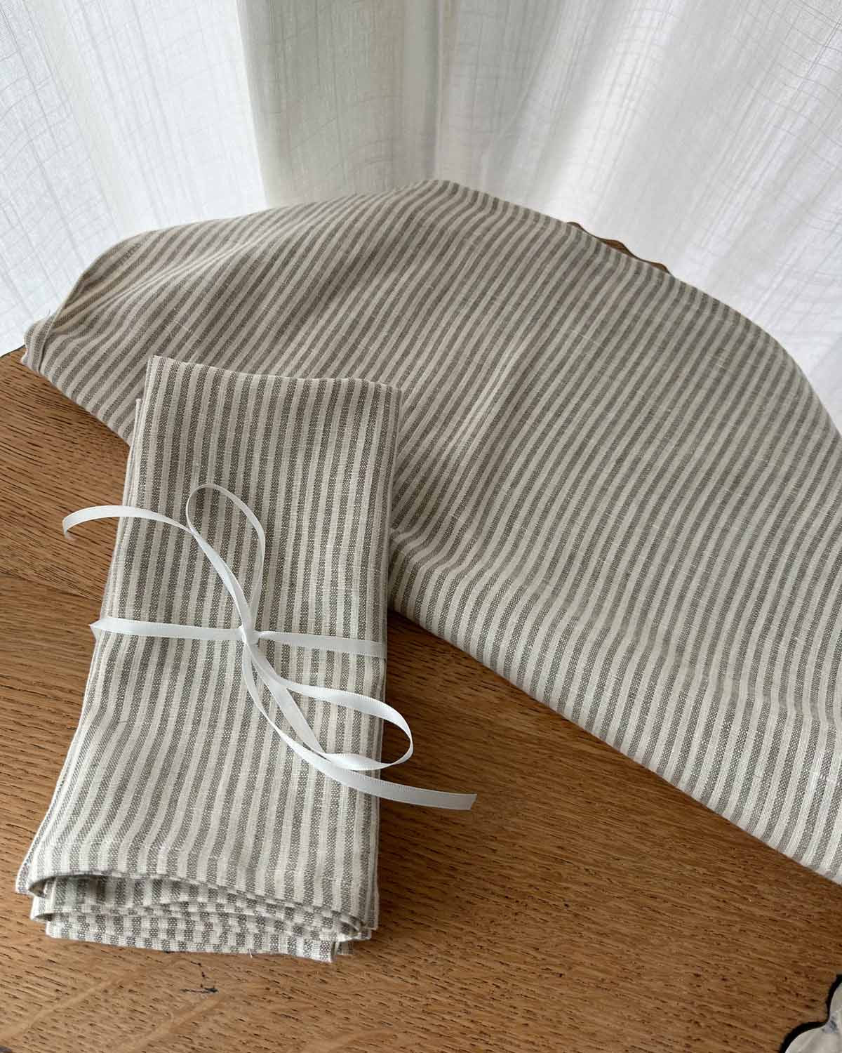 4 Linen Napkins | Stone Stripe