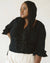 wrap blouse with girly sleeves in black checkered colourway