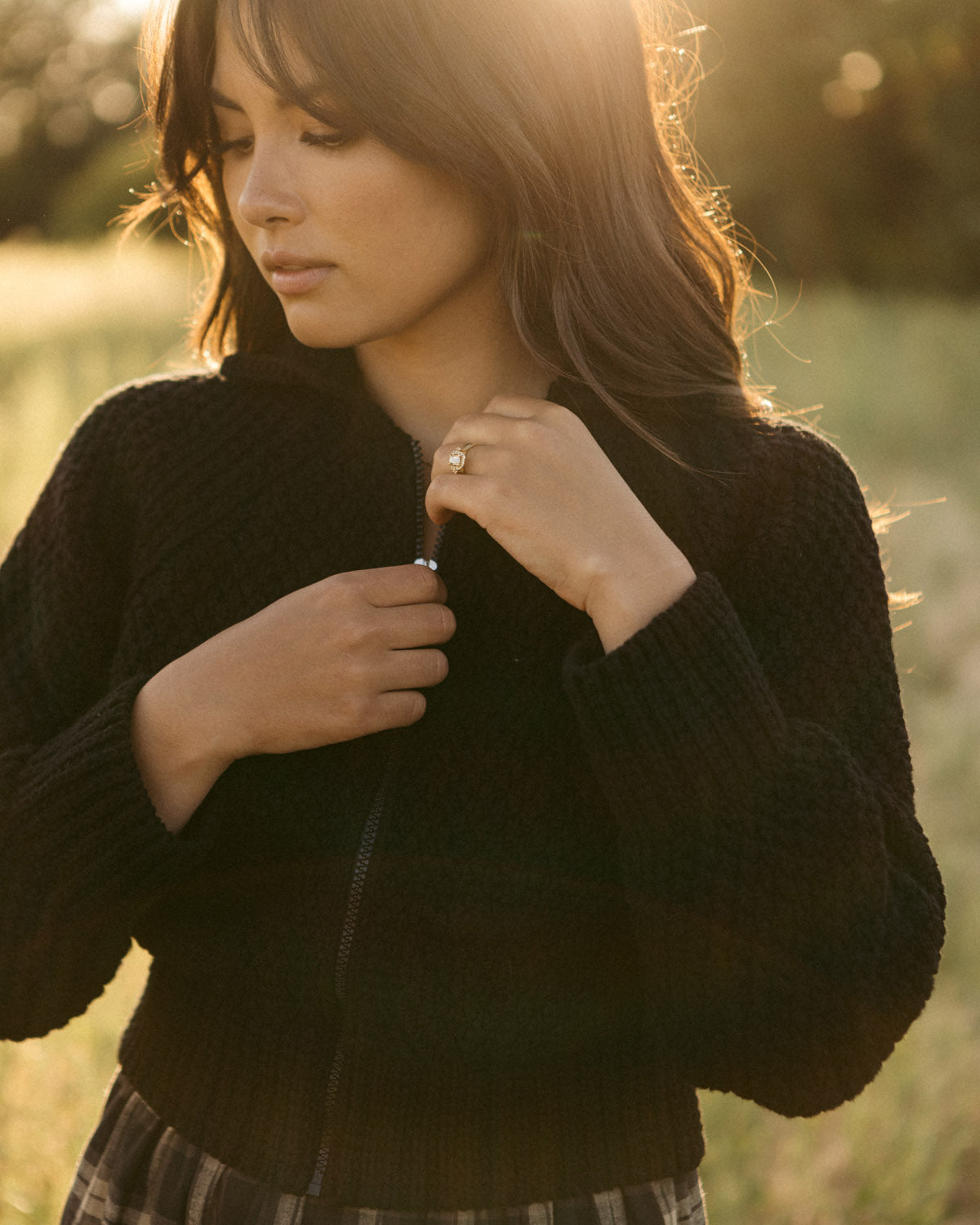 Meadow Zip Cardigan | Black