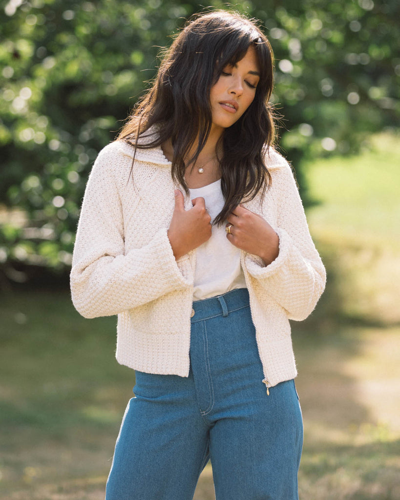 Meadow Zip Cardigan Cream harly jae