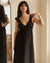 black linen dress with ruffles